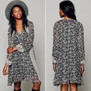 Free People Black and White Floral Mini Dress
